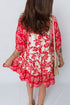Bohemian Patchwork V Neck Half Sleeve Floral Dress