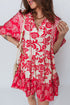 Bohemian Patchwork V Neck Half Sleeve Floral Dress