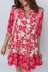 Bohemian Patchwork V Neck Half Sleeve Floral Dress