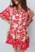 Bohemian Patchwork V Neck Half Sleeve Floral Dress