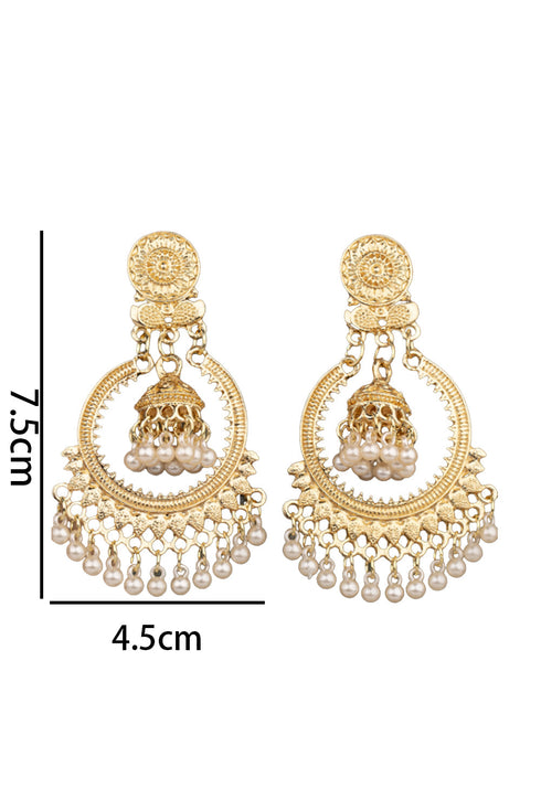 Bohemian Plated Alloy Pearl Tassel Dangle Earrings