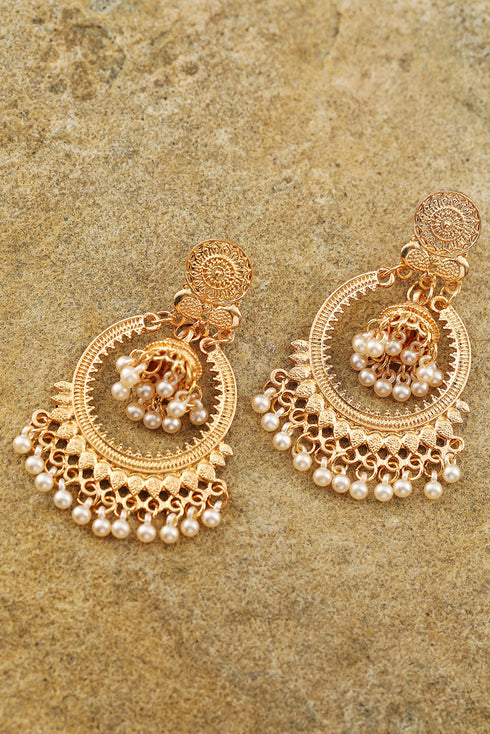 Bohemian Plated Alloy Pearl Tassel Dangle Earrings
