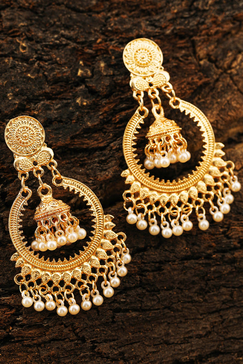 Bohemian Plated Alloy Pearl Tassel Dangle Earrings