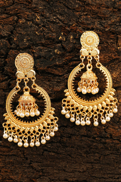Bohemian Plated Alloy Pearl Tassel Dangle Earrings