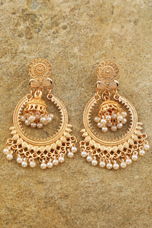 Bohemian Plated Alloy Pearl Tassel Dangle Earrings