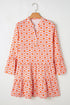 Bohemian Print Flounce Sleeve Buttoned Front Floral Dress