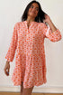 Bohemian Print Flounce Sleeve Buttoned Front Floral Dress