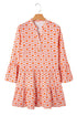 Bohemian Print Flounce Sleeve Buttoned Front Floral Dress