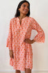 Bohemian Print Flounce Sleeve Buttoned Front Floral Dress