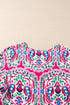 Bohemian Print Short Sleeve Button Front Tiered Dress