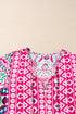 Bohemian Print Short Sleeve Button Front Tiered Dress