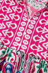 Bohemian Print Short Sleeve Button Front Tiered Dress