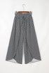 Bohemian Print Smocked High Waist Wide Leg Slit Pants