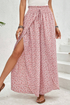 Bohemian Print Smocked High Waist Wide Leg Slit Pants