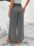 Bohemian Print Smocked High Waist Wide Leg Slit Pants
