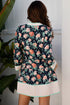 Bohemian Print Striped Trim V Neck Ruffle Shift Dress