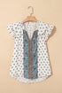 Bohemian Print Tiered Ruffle Sleeve Button Front Blouse
