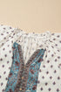 Bohemian Print Tiered Ruffle Sleeve Button Front Blouse