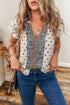 Bohemian Print Tiered Ruffle Sleeve Button Front Blouse