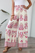Bohemian Printed Smocked High Waist Wide Leg Pants