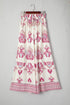 Bohemian Printed Smocked High Waist Wide Leg Pants