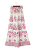 Bohemian Printed Smocked High Waist Wide Leg Pants