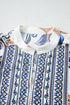 Bohemian Printed Split Neck Long Sleeve A-Line Mini Dress