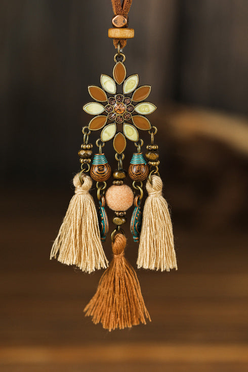 Bohemian Retro Tassel Pendant Layered Alloy Necklace Set