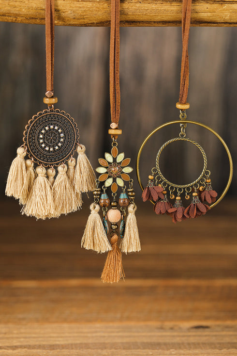 Bohemian Retro Tassel Pendant Layered Alloy Necklace Set