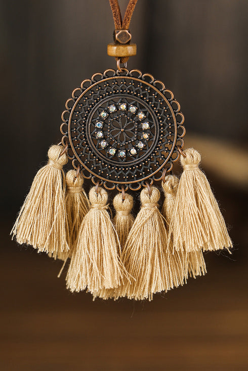 Bohemian Retro Tassel Pendant Layered Alloy Necklace Set