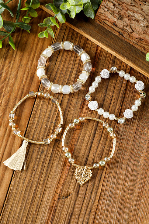 Bohemian Rhinestone Beaded Fringe Layered Statement Bracelet