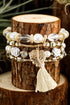 Bohemian Rhinestone Beaded Fringe Layered Statement Bracelet