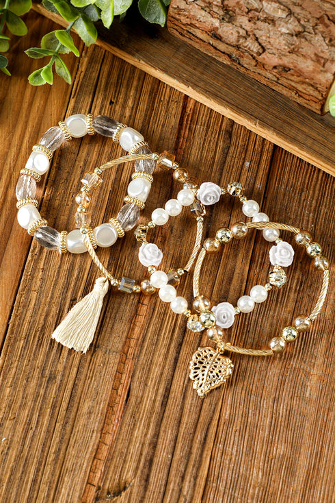 Bohemian Rhinestone Beaded Fringe Layered Statement Bracelet