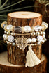 Bohemian Rhinestone Beaded Fringe Layered Statement Bracelet