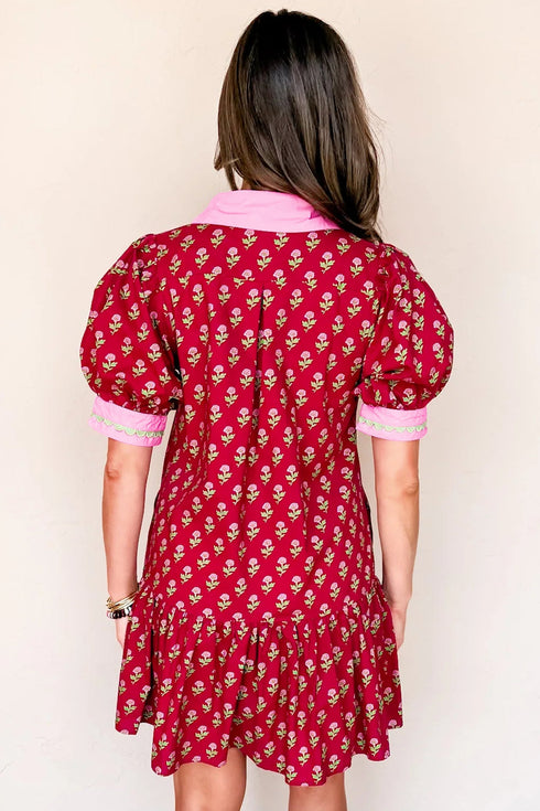 Bohemian Rick Rack Puff Sleeve Mini Floral Dresses