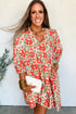Bohemian Rick Rack Trim V Neck Mini Floral Dress