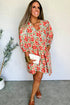 Bohemian Rick Rack Trim V Neck Mini Floral Dress