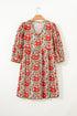 Bohemian Rick Rack Trim V Neck Mini Floral Dress