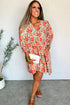 Bohemian Rick Rack Trim V Neck Mini Floral Dress