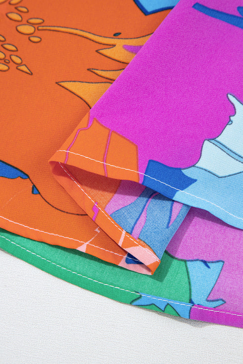 Bohemian Ruffle Sleeve Shift Silhouette Pocketed Mini Floral Dress