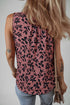 Bohemian Silhouette Leaf Print Crinkle Lace Up Tank Top
