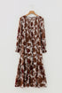 Bohemian Smocked Bodice Puff Sleeve Ruffled Long Floral Dress