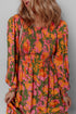 Bohemian Smocked Bodice Puff Sleeve Ruffled Long Floral Dress