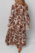 Bohemian Smocked Bodice Puff Sleeve Ruffled Long Floral Dress