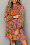 Bohemian Smocked Ruffled Long Sleeve A Line Floral Dress