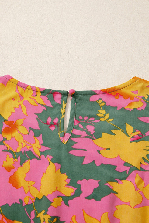 Bohemian Smocked Ruffled Long Sleeve A Line Floral Dress