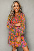 Bohemian Smocked Ruffled Long Sleeve A Line Floral Dress