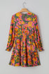 Bohemian Smocked Ruffled Long Sleeve A Line Floral Dress