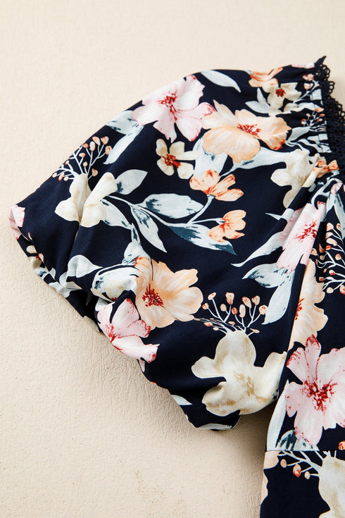 Bohemian Smocked Short Sleeve High Waist Maxi Floral Dress