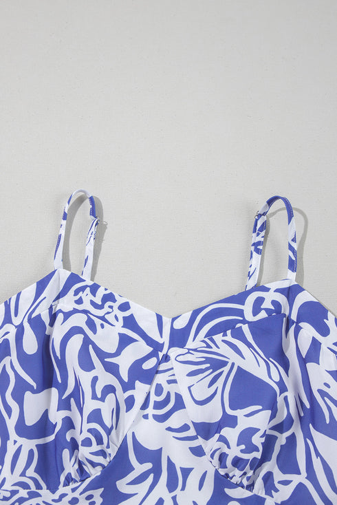 Bohemian Smocked Spaghetti Strap A Line Floral Dress